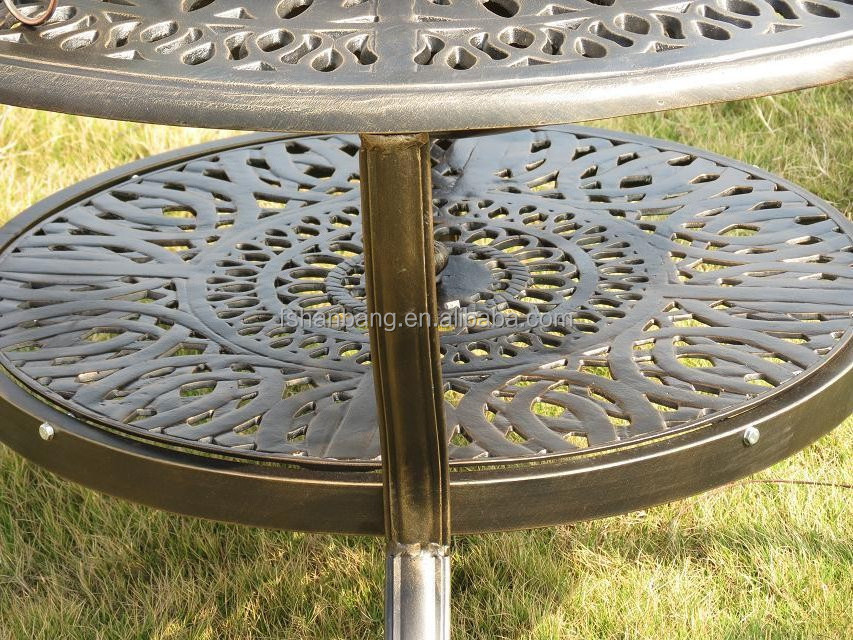 Round Bronze Outdoor Patio Garden Furniture Cast Aluminum Metal Fire Pit Table Set with Cover