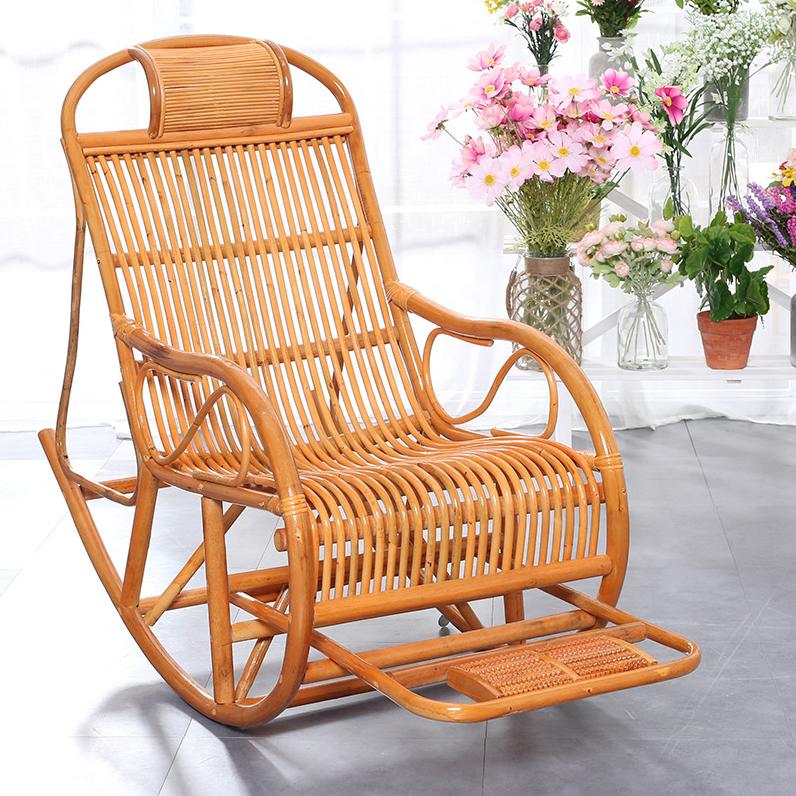 wholesale Indoor Relax Chair Living Room Cane Rattan Wicker Rocking Chair