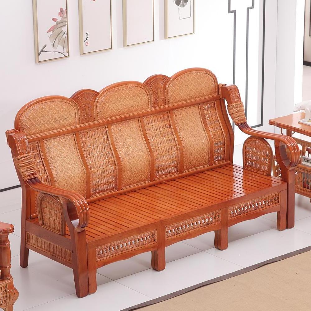 Unique Convertible Transformer Pull Out Cane Wood Sofa Cum Bed Designs Living Room Furniture  set