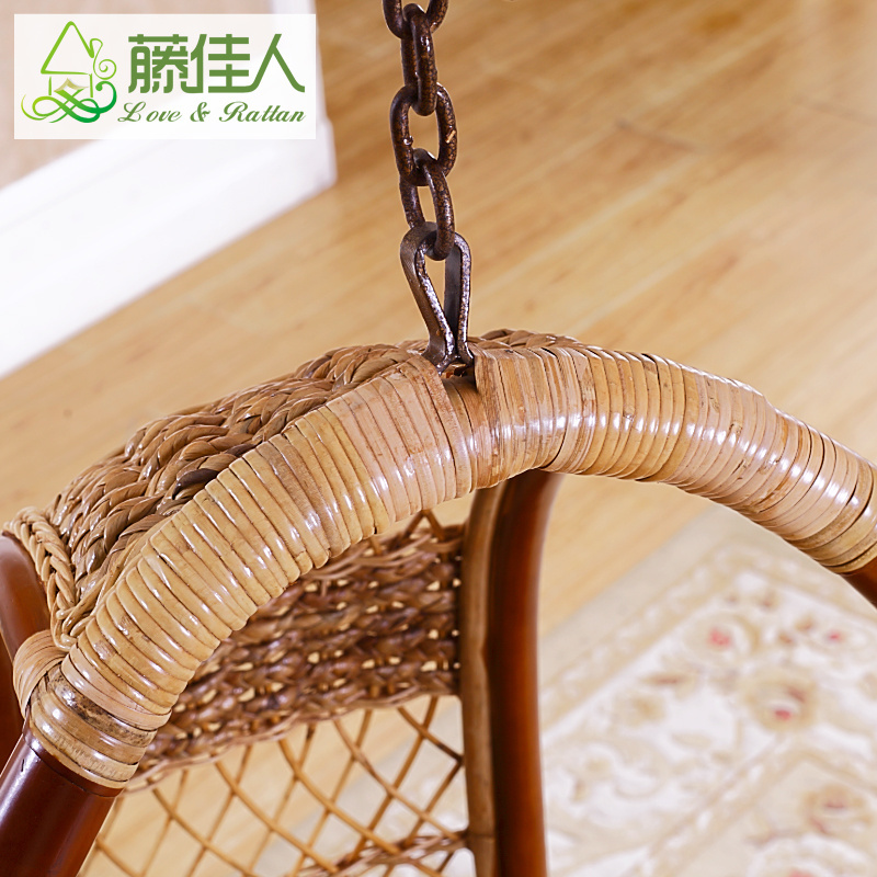 Indoor Natural Rattan Cane Wooden Hanging Pod Chair Swing