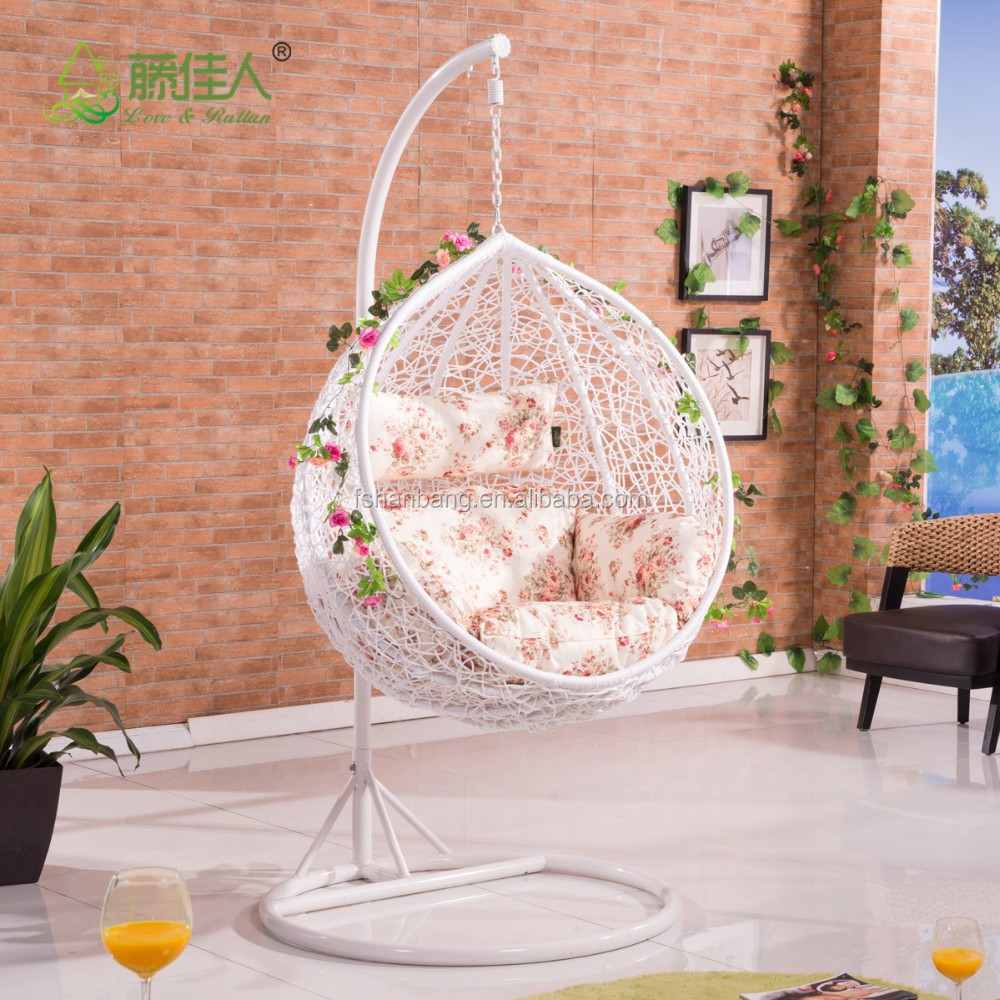 adult kids baby indoor outdoor patio garden living room bedroom rattan wicker hanging egg basket swing chair with metal stand