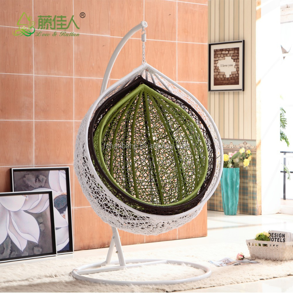 adult kids baby indoor outdoor patio garden living room bedroom rattan wicker hanging egg basket swing chair with metal stand