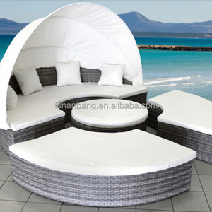 Outdoor daybed With wicker sectional canopy day bed Lounge Patio Deck Set Furniture