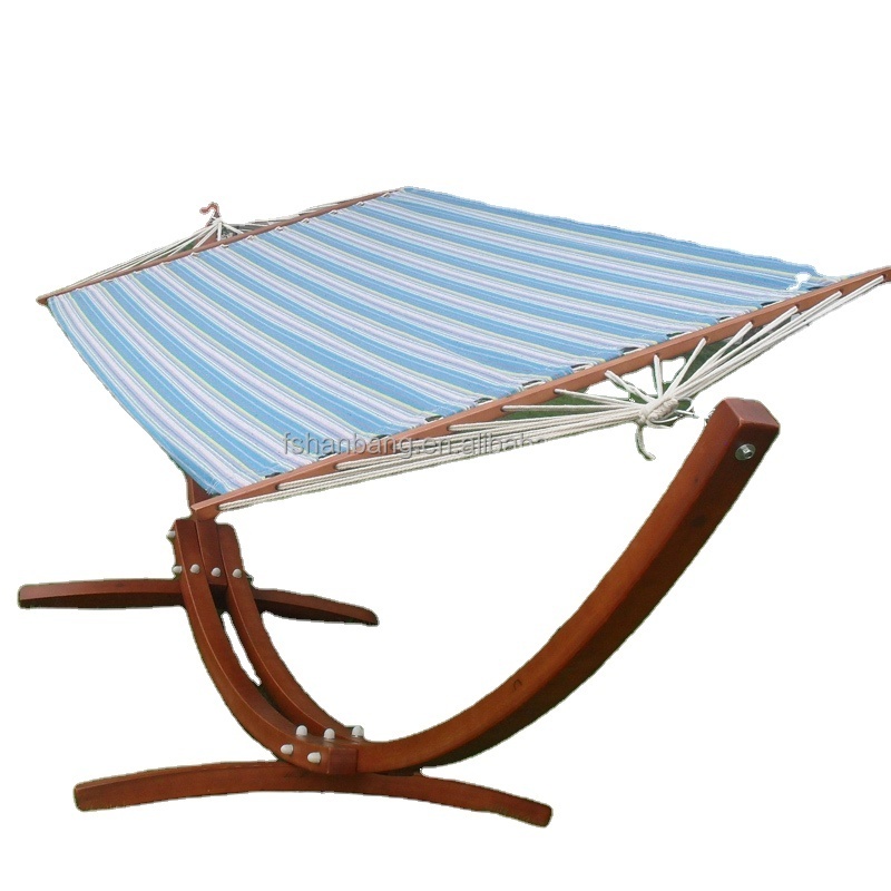 Outdoor Garden Patio Swing Furniture Free Standing wood Curved Arc hammock chair stand Double 2 person bed Backyard Setting