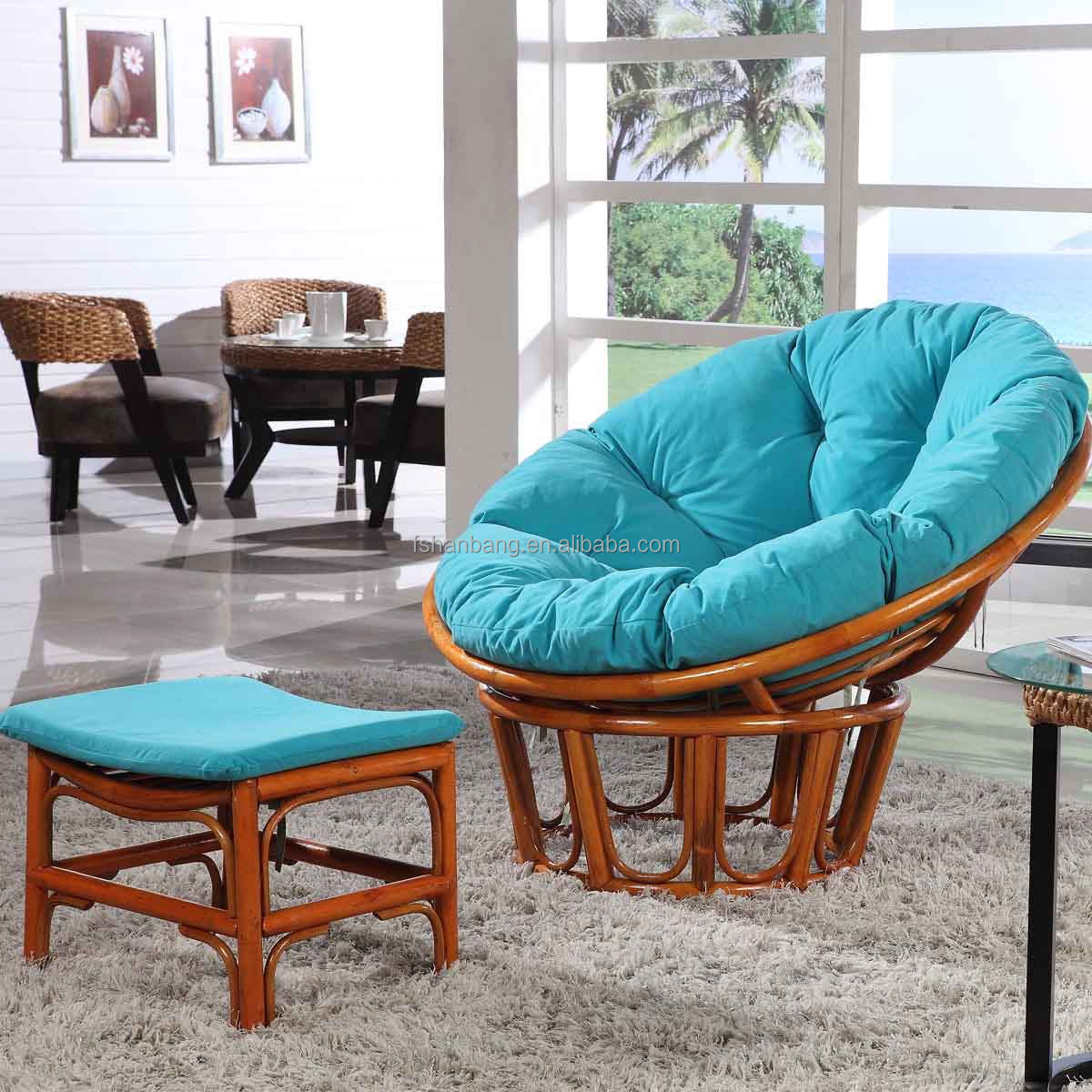 Super Comfortable Living Room Rattan Papasan Chair With Cushion