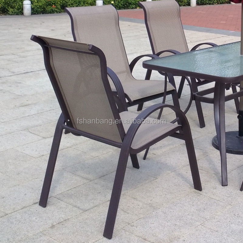 2016 wholesale garden Patio modern aluminum frame dining table and sling chair set