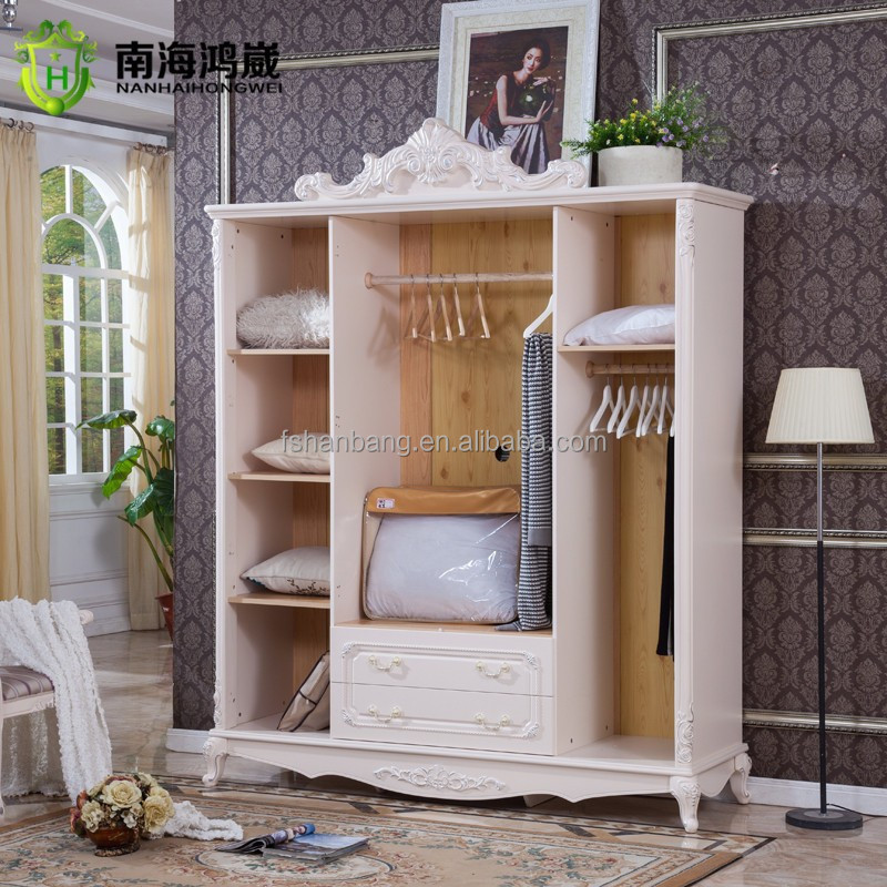 French Style Wooden New Flat Pack Classical Korean European Designs White MDF 3 4 Home Bedroom Furniture Set, Wedding Furniture