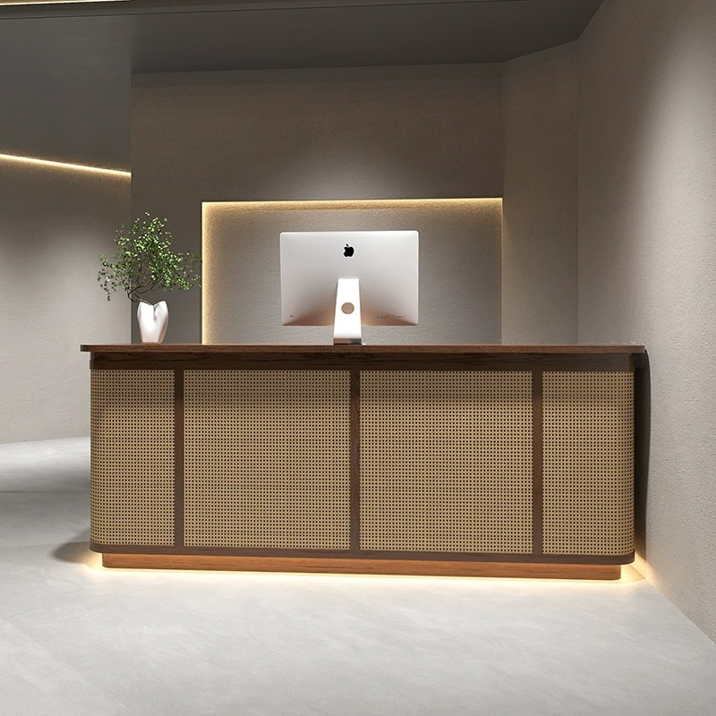 Residential hostel Bar Checkout Counter Clothing Shop Wabi-Sabai Hotel Bar Table rattan front table Reception desk