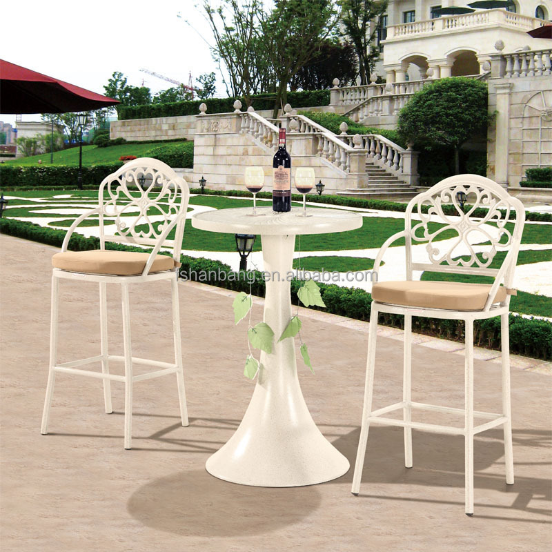 High Quality White Aluminum Bistro High Chair and High Top Table Outdoor Furniture