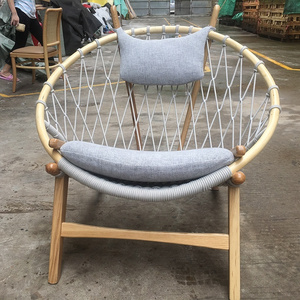 Modern Design Danish Hans Wegner Style Wicker Rattan Rope Wooden Living Room Furniture Lounge Mobilier Hoop Circle Chair