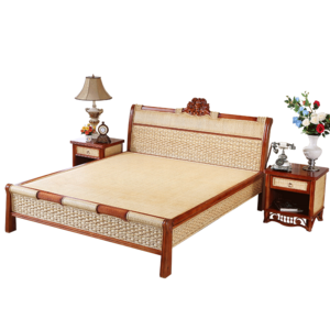 India Bedroom Set  Confortable Cane Wood Furniture Bed With Bed Stand