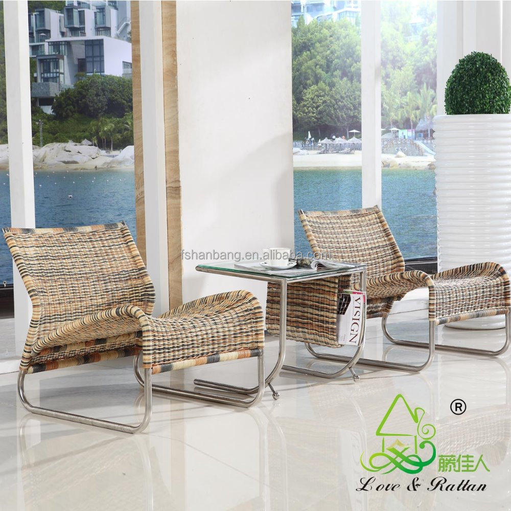 Natural Rattan Wicker Hand Woven Bedroom Living Room Furniture Lounge Chair with Footrest