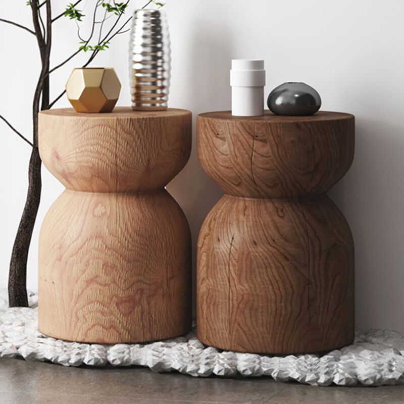 Solid wood block stool Nordic log edge a few stump decoration round living room home chair wooden end table