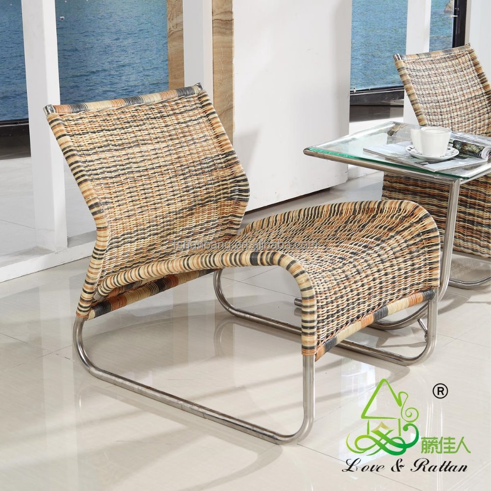 Natural Rattan Wicker Hand Woven Bedroom Living Room Furniture Lounge Chair with Footrest