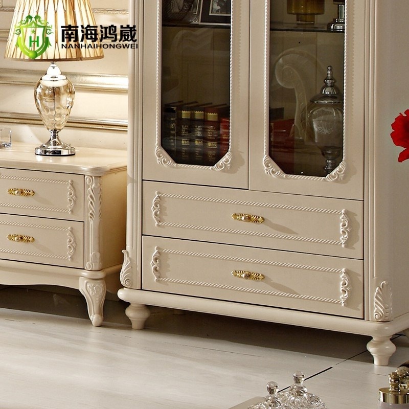 Classical French Furniture Design One Two Doors Living Room Wooden TV Glass Display Cabinets