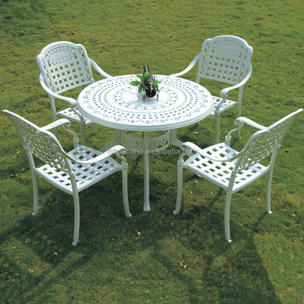 French Accent Round  Cast Aluminum Restaurant Dining table and chair furniture