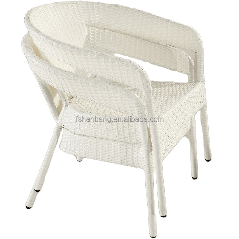 Restaurant Coffee Shop White Synthetic Poly Resin PVC Patio Outdoor Wicker Rattan Furniture