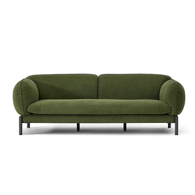 Nordic retro style corduroy cloth Duoer sofa simple living room modern small apartment dark green