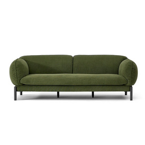 Nordic retro style corduroy cloth Duoer sofa simple living room modern small apartment dark green