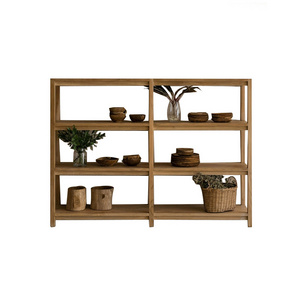 Scandinavian home all solid wood minimalist bookshelf shelves Japanese wabi-sabi wind floor one display shelves