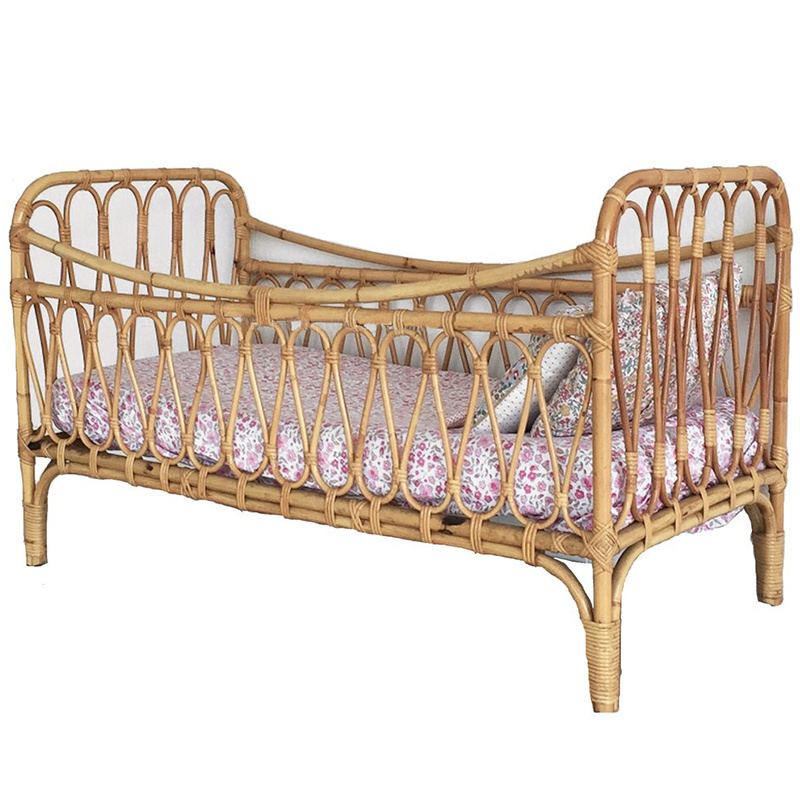 French Style Rattan Furniture Baby Bed Wicker Baby Cribs For Nursery