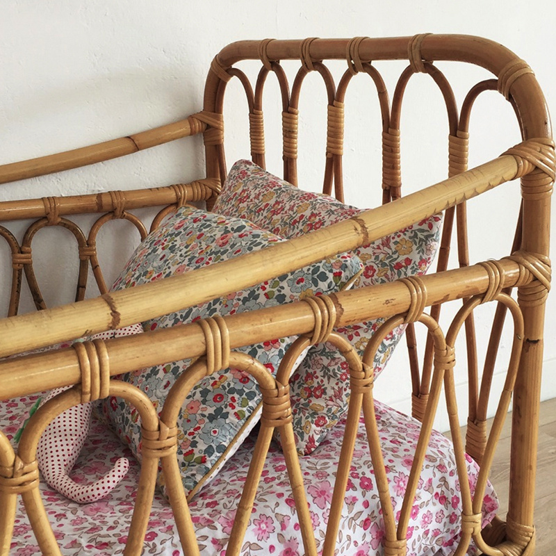 French Style Rattan Furniture Baby Bed Wicker Baby Cribs For Nursery