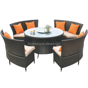 Hot Sale Outdoor Synthetic Resin Round 4,5,6,8,10,12 Seat Table Chairs Sofa Set Poly Rattan Garden Furniture