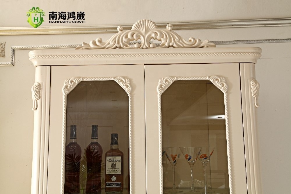 Classical French Furniture Design One Two Doors Living Room Wooden TV Glass Display Cabinets