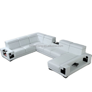 Living Room Furniture Guangzhou Black and White Leather Sectional Sofa Set