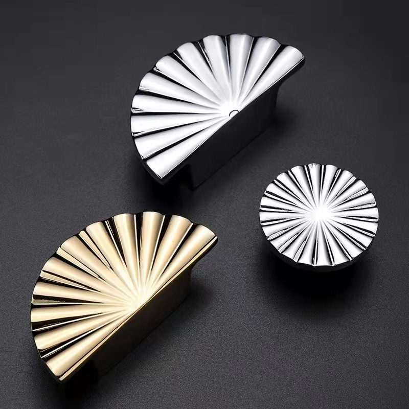 sunflowers semicircle round solid brass knob handle gold silver cabinet drawer furniture cupboard creative knob pull handles