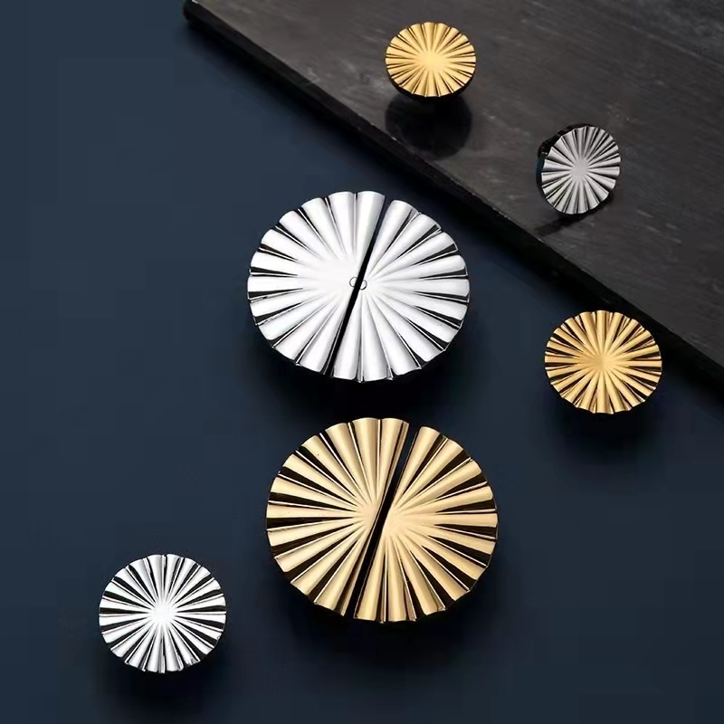 sunflowers semicircle round solid brass knob handle gold silver cabinet drawer furniture cupboard creative knob pull handles