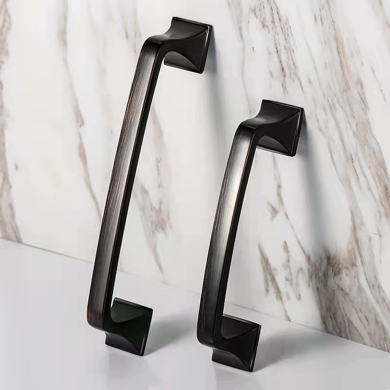 USA America style famous fancy Matt black color zinc alloy 96 128mm modern furniture dresser cabinet wardrobe pull handles