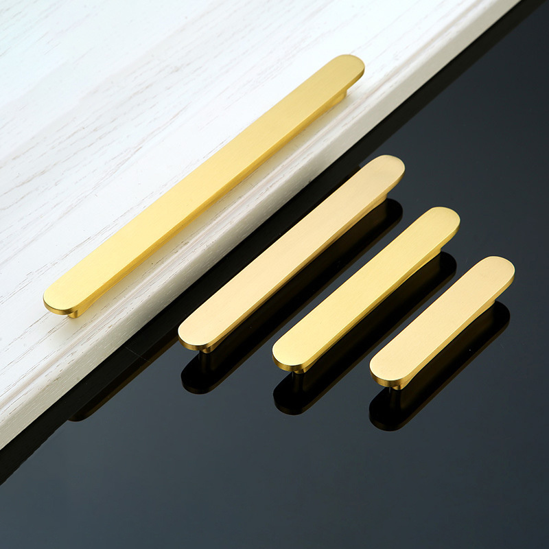 Luxury Gold Kitchen Cupboard Drawer Handles Knobs Black Wardrobe Pulls polished Copper Brushed Solid Brass Cabinet Handles