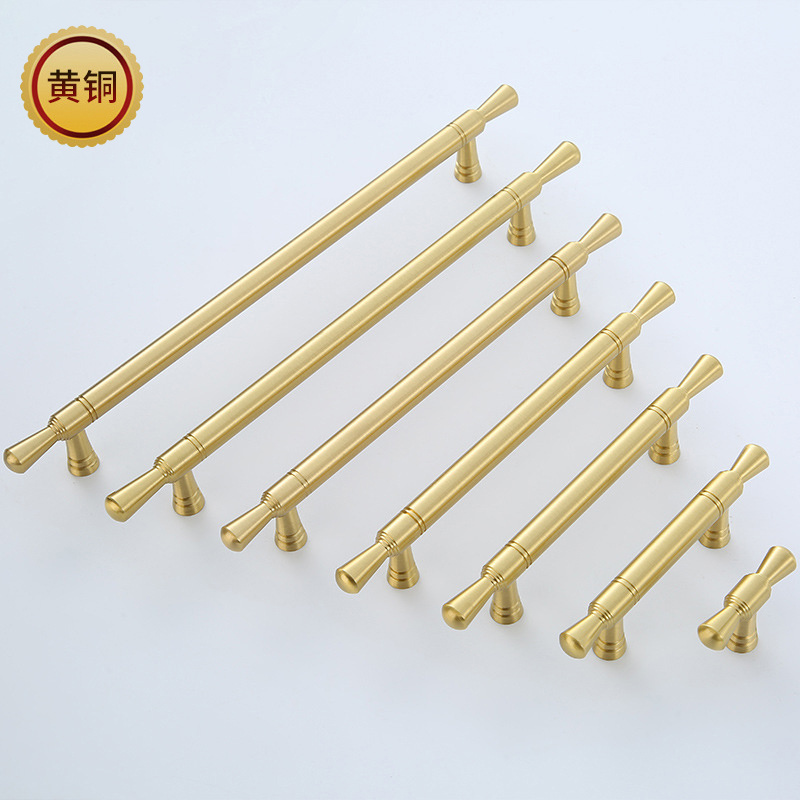 Cabinet door special T bar handle pure brass cabinet modern minimalist drawer wardrobe brush gold door handles