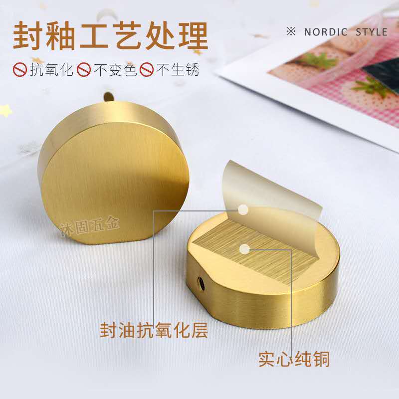 Luxury  Europe style CNC manufacturing button modern solid brass knob gold round cabinet  drawer furniture cupboard knob