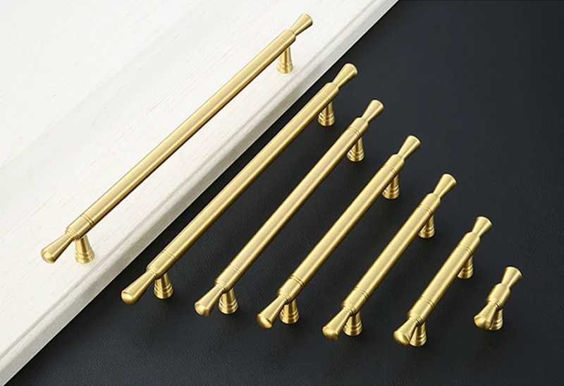 Cabinet door special T bar handle pure brass cabinet modern minimalist drawer wardrobe brush gold door handles