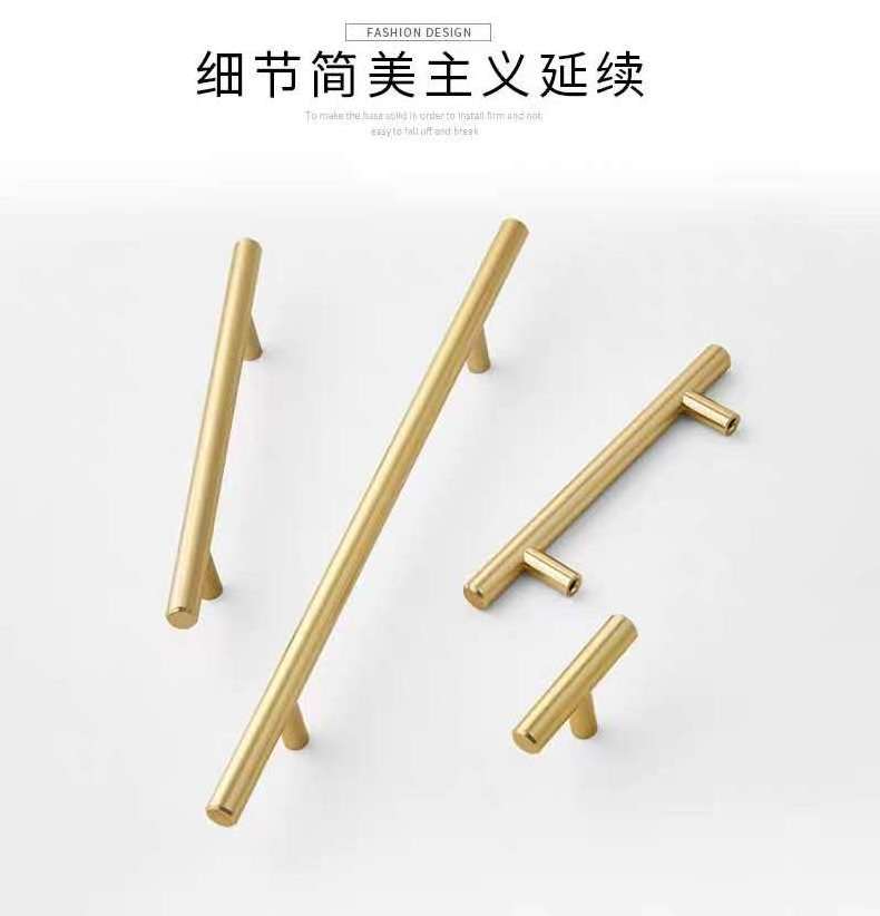 aluminum profile furniture handles satin gold handles T bar cabinet Dresser Cupboard Drawer Wardrobe handle drawer pull