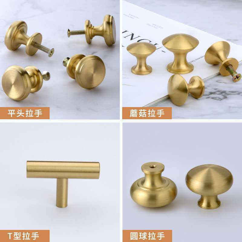 Luxury  Europe style CNC manufacturing button modern solid brass knob gold round cabinet  drawer furniture cupboard knob