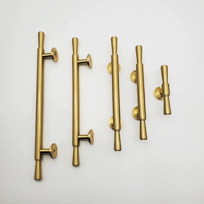 Cabinet Door Handle Pure Brass Cabinet Modern Minimalist Drawer Wardrobe Brush Gold Door Handles