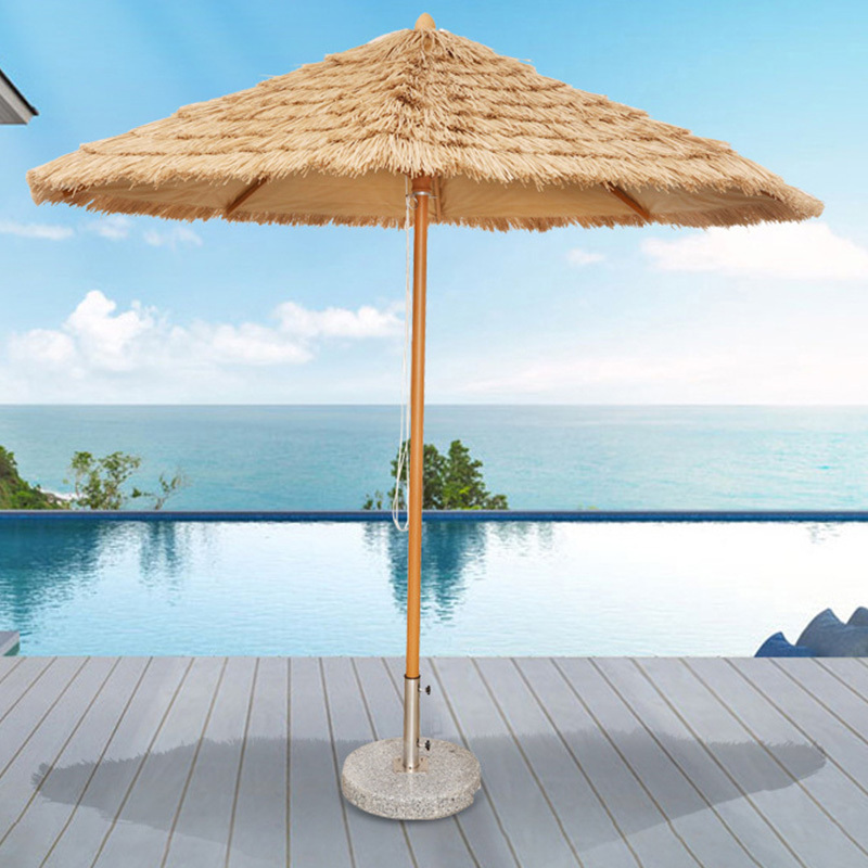 Hawaii seaside fashion parasonatural color outdoor grass straw beach umbrella with tilt umbrella tent