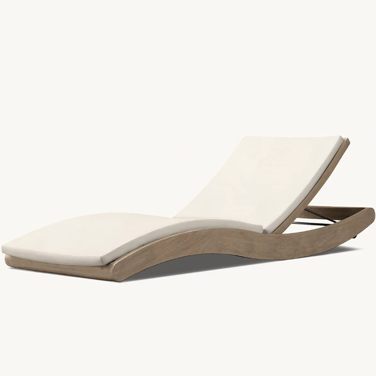 modern design outdoor beach in water swimming pool side chaise lounge chair set ledge wooden sun loungers