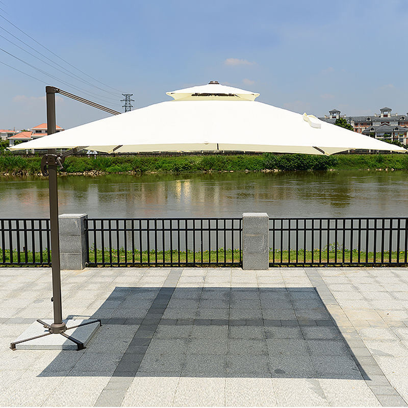 Summer sun white garden umbrella cantilever parasol Villa grade garden umbrella for sale big umbrella outdoor