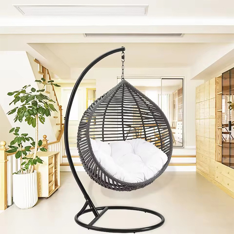 Black Rattan Metal Stand  Hanging Swing Egg Chair Double Seated Garden Outdoor Wicker large wicker chairs