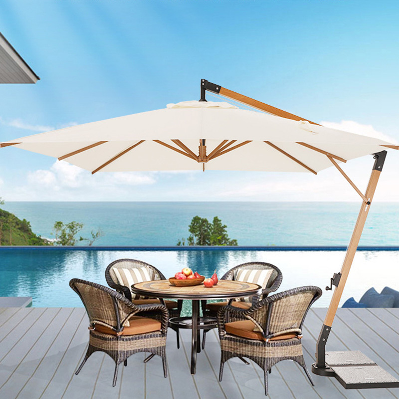 Summer sun white garden umbrella cantilever parasol Villa grade garden umbrella for sale big umbrella outdoor