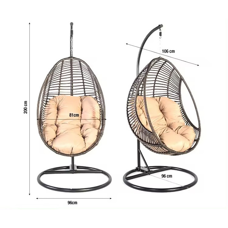 Outdoor Garden Balcony Relax Rattan Double 2 Person Seat Hammock With Stand Hanging Egg Patio Swing