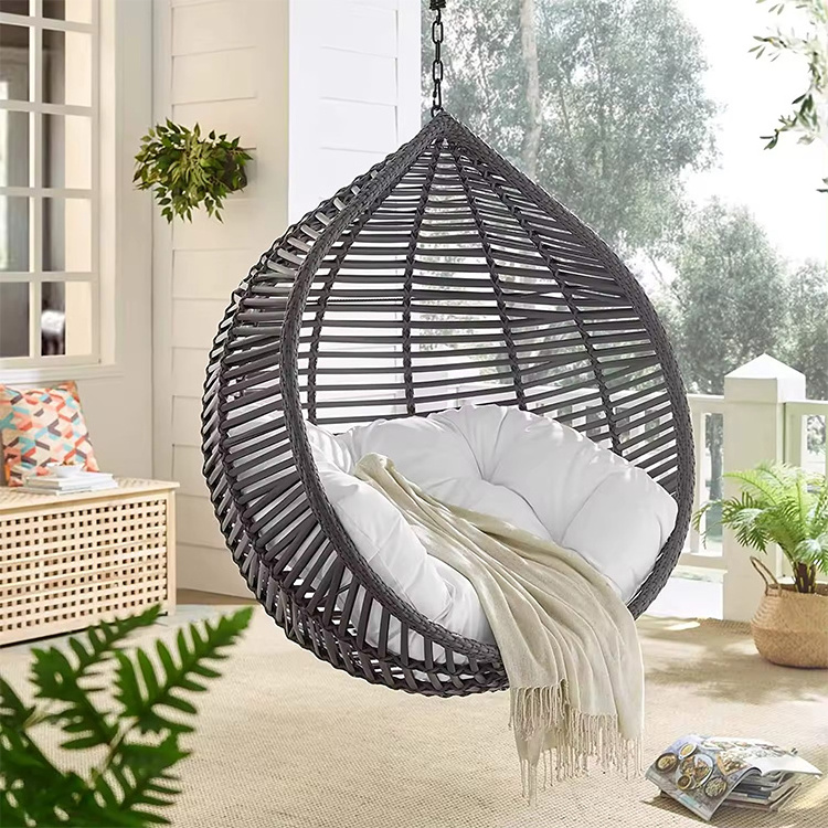 Black Rattan Metal Stand  Hanging Swing Egg Chair Double Seated Garden Outdoor Wicker large wicker chairs