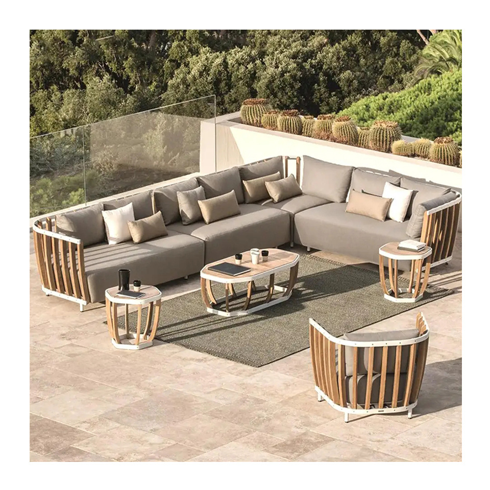 luxury teak wood tea table garden grey sectional sofas large lawn furniture outdoor