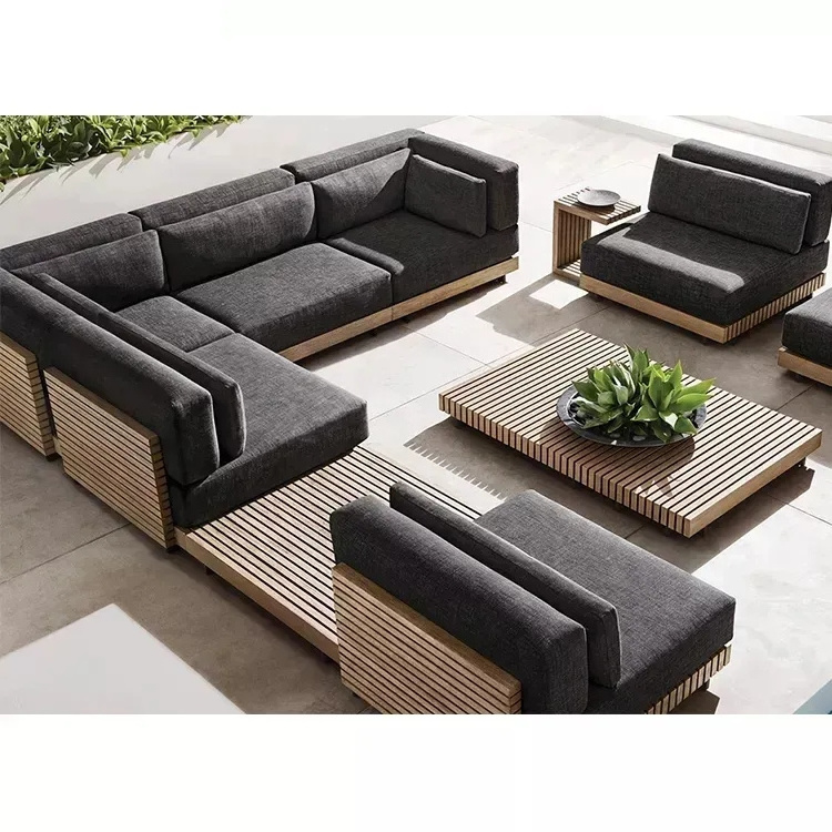 Modern Italian Design Commercial Aluminum Patio Furniture Grey Outdoor Sofa Set for Hotel Living Room for Backyard Garden