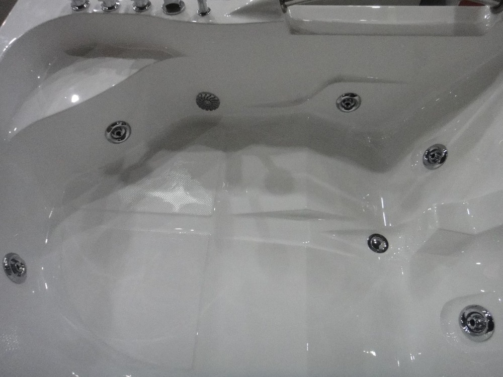 L-Shaped Corner Aqua Massage Bathtub White Acrylic Double Whirlpool with 1.8m Length Apron Installation Hotel Bath Tub