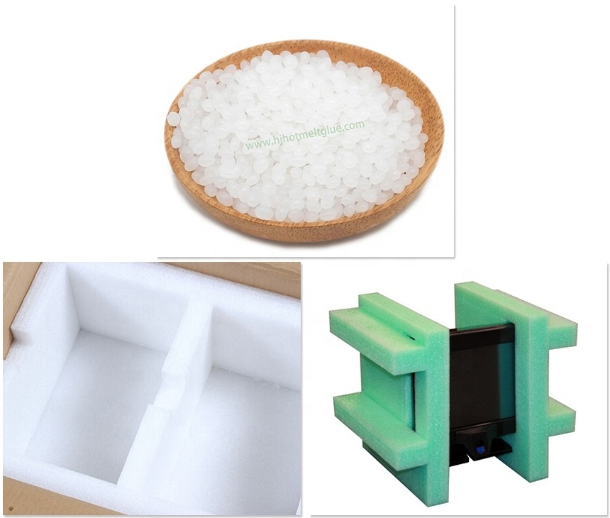 EVA white granule hot melt glue adhesive foam glue spray for EPE foam apply with roller glue machine